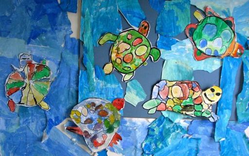 Skjaldbökur úti á sjó